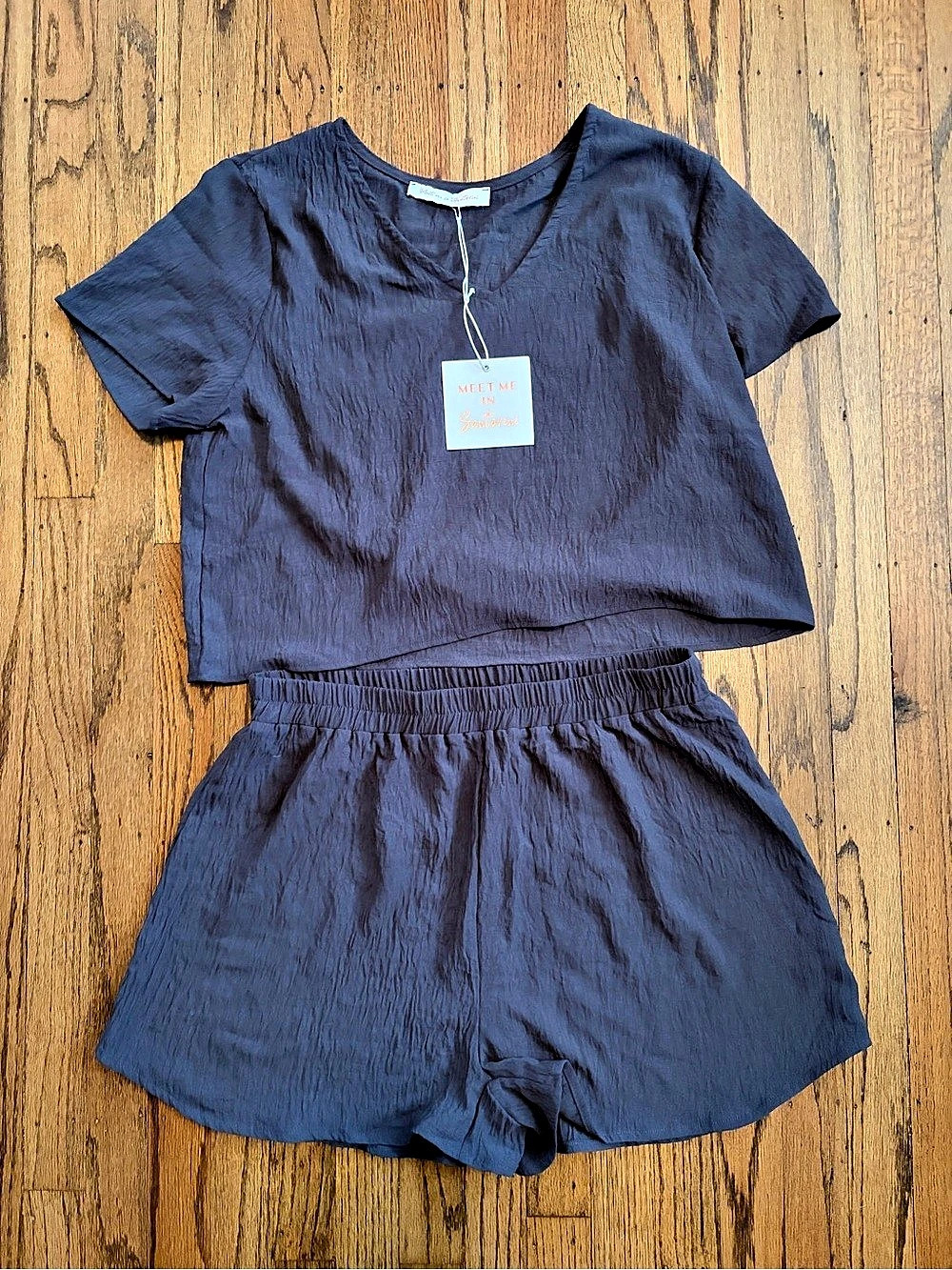 Meet Me in Santorini Two-Piece Set in Black Size Large NWT